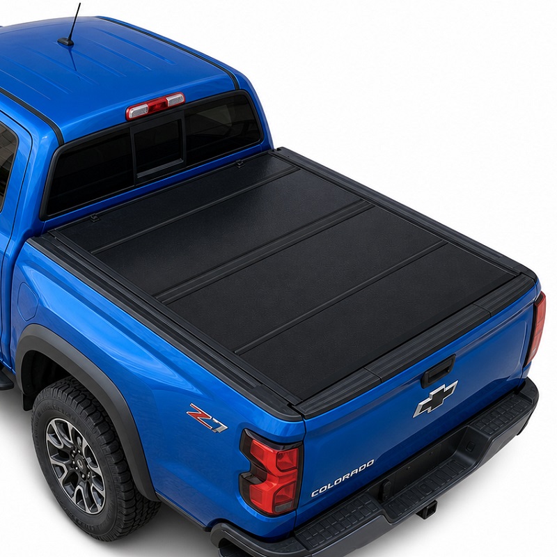Próifíl Íseal Clúdach Tonneau Crua Quad-Fold do Chevy Colorado