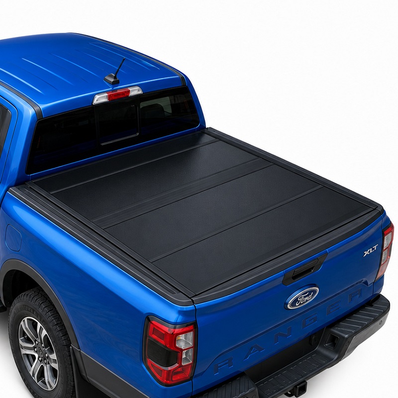 Próifíl Íseal Clúdach Tonneau Crua Quad-Fold do Ford Ranger
