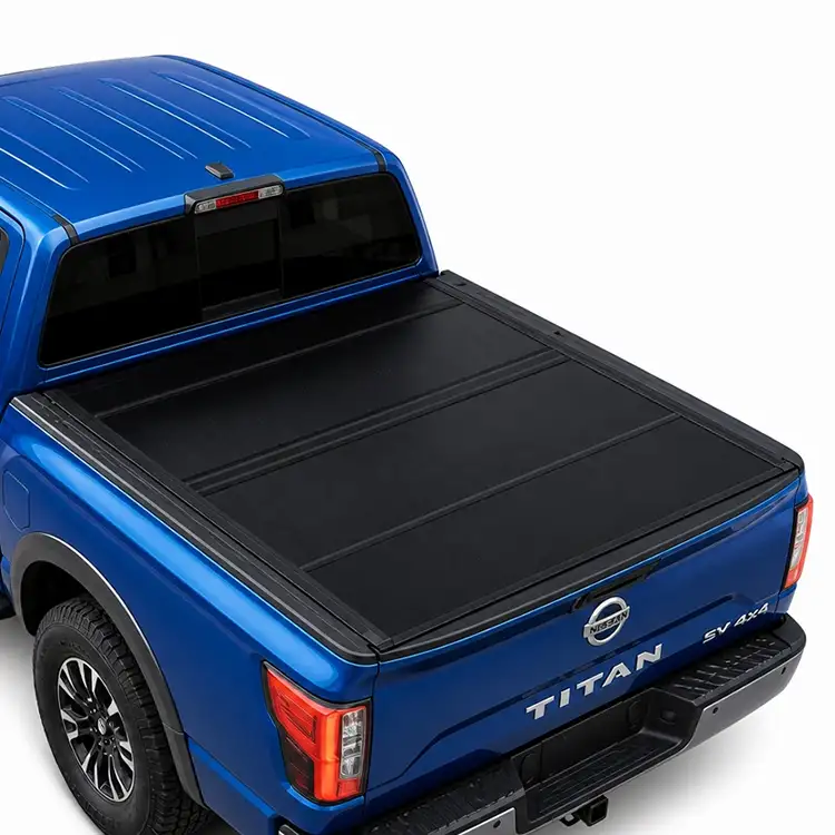 Próifíl Íseal Clúdach Tonneau Crua Quad-Fold do Nissan Titan